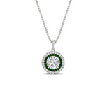 Load image into Gallery viewer, 1-carat-double-halo-emerald-round-pendant-necklace-in-white-gold-FD-PD1190ROGEMGRANGLE1-NL-1CT-WG-T.jpg?v=1768457619