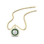 Load image into Gallery viewer, 1-carat-double-halo-emerald-round-pendant-necklace-in-yellow-gold-FDPD1190ROGEMGR-NL-1CT-YG-T.jpg?v=1768457619