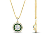 Load image into Gallery viewer, 1-carat-double-halo-emerald-round-pendant-necklace-in-yellow-gold-FDPD1190ROGEMGRANGLE2-NL-1CT-YG-T.jpg?v=1768457619