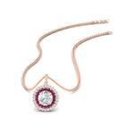 Load image into Gallery viewer, 1-carat-double-halo-pink-sapphire-round-pendant-necklace-in-rose-gold-FDPD1190ROGSADRPI-NL-1CT-RG-T.jpg?v=1768457619