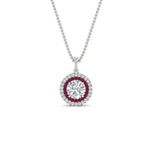 Load image into Gallery viewer, 1-carat-double-halo-pink-sapphire-round-pendant-necklace-in-white-gold-FD-PD1190ROGSADRPIANGLE1-NL-1CT-WG-T.jpg?v=1768457619