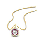Load image into Gallery viewer, 1-carat-double-halo-pink-sapphire-round-pendant-necklace-in-yellow-gold-FDPD1190ROGSADRPI-NL-1CT-YG-T.jpg?v=1765435909