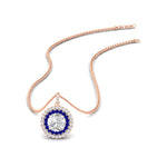 Load image into Gallery viewer, 1-carat-double-halo-sapphire-round-pendant-necklace-in-rose-gold-FDPD1190ROGSABL-NL-1CT-RG-T.jpg?v=1768457619