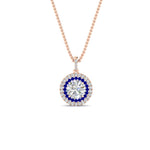 Load image into Gallery viewer, 1-carat-double-halo-sapphire-round-pendant-necklace-in-rose-gold-FDPD1190ROGSABLANGLE1-NL-1CT-RG-T.jpg?v=1768457619