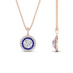 Load image into Gallery viewer, 1-carat-double-halo-sapphire-round-pendant-necklace-in-rose-gold-FDPD1190ROGSABLANGLE2-NL-1CT-RG-T.jpg?v=1768457619