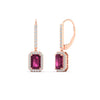 Load image into Gallery viewer, 1-carat-emerald-cut-pink-sapphire-drop-halo-diamond-earrings-in-rose-gold-FD-EAR11235EMGSADRPIANGLE1-1.00CT-NL-RG.jpg