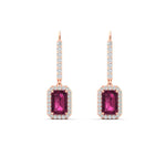 Load image into Gallery viewer, 1-carat-emerald-cut-pink-sapphire-drop-halo-diamond-earrings-in-rose-gold-FD-EAR11235EMGSADRPIANGLE1-1.00CT-NL-RG.jpg