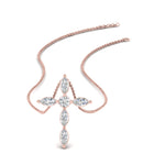 Load image into Gallery viewer, 1-carat-marquise-diamond-cross-pendant-in-rose-gold-FDPD10872-NL-RG