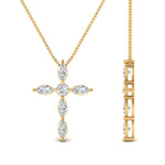 Load image into Gallery viewer, 1-carat-marquise-diamond-cross-pendant-in-yellow-gold-FDPD10872ANGLE2-NL-YG