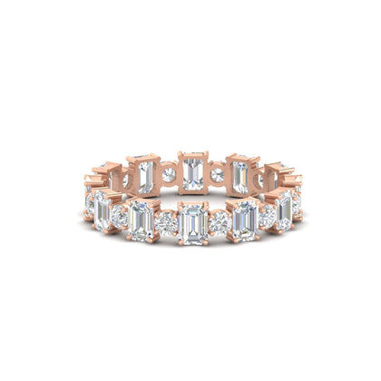 1 Carat Mixed Shape Emerald And Round Diamond Eternity Band