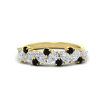 Load image into Gallery viewer, 1-carat-pear-and-round-black-diamond-half-eternity-wedding-band-in-yellow-gold-FD9174BGBLACK-1.00CT-NL-YG
