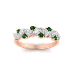 Load image into Gallery viewer, 1-carat-pear-and-round-emerald-half-eternity-wedding-band-in-rose-gold-FD9174BGEMGRANGLE5-1.00CT-NL-RG