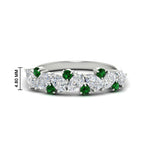 Load image into Gallery viewer, 1-carat-pear-and-round-emerald-half-eternity-wedding-band-in-white-gold-FD9174BGEMGR-1.00CT-NL-WG-HW
