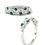 Load image into Gallery viewer, 1-carat-pear-and-round-emerald-half-eternity-wedding-band-in-white-gold-FD9174BGEMGRANGLE3-1.00CT-NL-WG