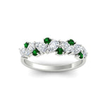 Load image into Gallery viewer, 1-carat-pear-and-round-emerald-half-eternity-wedding-band-in-white-gold-FD9174BGEMGRANGLE5-1.00CT-NL-WG