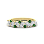 Load image into Gallery viewer, 1-carat-pear-and-round-emerald-half-eternity-wedding-band-in-yellow-gold-FD9174BGEMGR-1.00CT-NL-YG