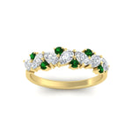 Load image into Gallery viewer, 1-carat-pear-and-round-emerald-half-eternity-wedding-band-in-yellow-gold-FD9174BGEMGRANGLE5-1.00CT-NL-YG