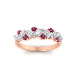 Load image into Gallery viewer, 1-carat-pear-and-round-pink-sapphire-half-eternity-wedding-band-in-rose-gold-FD9174BGSADRPIANGLE5-1.00CT-NL-RG