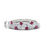 Load image into Gallery viewer, 1-carat-pear-and-round-pink-sapphire-half-eternity-wedding-band-in-white-gold-FD9174BGSADRPI-1.00CT-NL-WG-HW