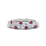 Load image into Gallery viewer, 1-carat-pear-and-round-pink-sapphire-half-eternity-wedding-band-in-white-gold-FD9174BGSADRPI-1.00CT-NL-WG