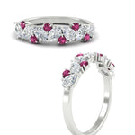 Load image into Gallery viewer, 1-carat-pear-and-round-pink-sapphire-half-eternity-wedding-band-in-white-gold-FD9174BGSADRPIANGLE3-1.00CT-NL-WG