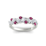 Load image into Gallery viewer, 1-carat-pear-and-round-pink-sapphire-half-eternity-wedding-band-in-white-gold-FD9174BGSADRPIANGLE5-1.00CT-NL-WG