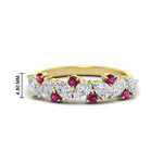 Load image into Gallery viewer, 1-carat-pear-and-round-pink-sapphire-half-eternity-wedding-band-in-yellow-gold-FD9174BGSADRPI-1.00CT-NL-YG-HW
