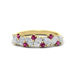 Load image into Gallery viewer, 1-carat-pear-and-round-pink-sapphire-half-eternity-wedding-band-in-yellow-gold-FD9174BGSADRPI-1.00CT-NL-YG