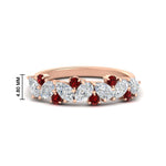 Load image into Gallery viewer, 1-carat-pear-and-round-ruby-half-eternity-wedding-band-in-rose-gold-FD9174BGRUDR-1.00CT-NL-RG-HW