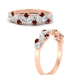Load image into Gallery viewer, 1-carat-pear-and-round-ruby-half-eternity-wedding-band-in-rose-gold-FD9174BGRUDRANGLE3-1.00CT-NL-RG