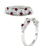 Load image into Gallery viewer, 1-carat-pear-and-round-ruby-half-eternity-wedding-band-in-white-gold-FD9174BGRUDRANGLE3-1.00CT-NL-WG