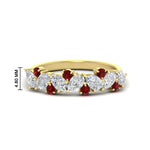 Load image into Gallery viewer, 1-carat-pear-and-round-ruby-half-eternity-wedding-band-in-yellow-gold-FD9174BGRUDR-1.00CT-NL-YG-HW