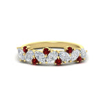 Load image into Gallery viewer, 1-carat-pear-and-round-ruby-half-eternity-wedding-band-in-yellow-gold-FD9174BGRUDR-1.00CT-NL-YG