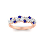 Load image into Gallery viewer, 1-carat-pear-and-round-sapphire-half-eternity-wedding-band-in-rose-gold-FD9174BGSABLANGLE5-1.00CT-NL-RG
