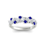 Load image into Gallery viewer, 1-carat-pear-and-round-sapphire-half-eternity-wedding-band-in-white-gold-FD9174BGSABLANGLE5-1.00CT-NL-WG