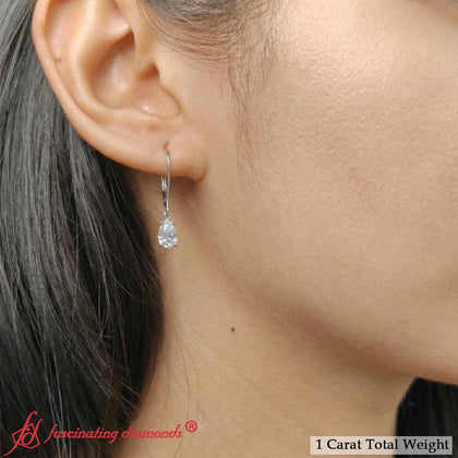 Elegant 1 Ct Pear Shape Lever Back Drops