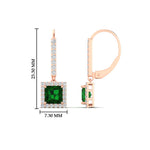 Load image into Gallery viewer, 1-carat-princess-cut-diamond-halo-dangle-earrings-with-emerald-in-rose-gold-FDEAR-11235PRGEMGR-1.00CT-NL-RG.jpg
