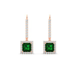 Load image into Gallery viewer, 1-carat-princess-cut-diamond-halo-dangle-earrings-with-emerald-in-rose-gold-FDEAR-11235PRGEMGR-1.00CT-NL-RG.jpg