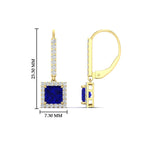 Load image into Gallery viewer, 1-carat-princess-cut-diamond-halo-dangle-earrings-with-sapphire-in-yellow-gold-FDEAR-11235PRGSABL-1.00CT-NL-YG.jpg