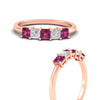 Load image into Gallery viewer, 1-carat-princess-cut-five-stone-pink-sapphire-wedding-band-in-rose-gold-fdwb8008prgsadrpiangle3-1.00ct-nl-rg.jpg