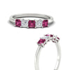 Load image into Gallery viewer, 1-carat-princess-cut-five-stone-pink-sapphire-wedding-band-in-white-gold-fdwb8008prgsadrpiangle3-1.00ct-nl-wg.jpg