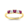 Load image into Gallery viewer, 1-carat-princess-cut-five-stone-pink-sapphire-wedding-band-in-yellow-gold-fdwb8008prgsadrpiangle5-1.00ct-nl-yg.jpg