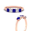 Load image into Gallery viewer, 1-carat-princess-cut-five-stone-sapphire-wedding-band-in-rose-gold-fdwb8008prgsablangle3-1.00ct-nl-rg.jpg