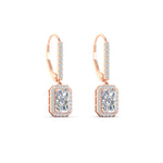 Load image into Gallery viewer, 1-carat-radiant-cut-halo-diamond-lever-back-earrings-in-rose-gold-FD-EAR11235RAANGLE3-1.00CT-NL-RG