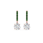 Load image into Gallery viewer, 1-carat-solitaire-diamond-drop-earrings-with-emerald-in-rose-gold-FDEAR10983GEMGR-NL-RG