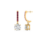 Load image into Gallery viewer, 1-carat-solitaire-diamond-drop-earrings-with-pink-sapphire-in-yellow-gold-FDEAR10983GSADRPI-NL-YG