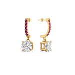 Load image into Gallery viewer, 1-carat-solitaire-diamond-drop-earrings-with-pink-sapphire-in-yellow-gold-FDEAR10983GSADRPI-NL-YG