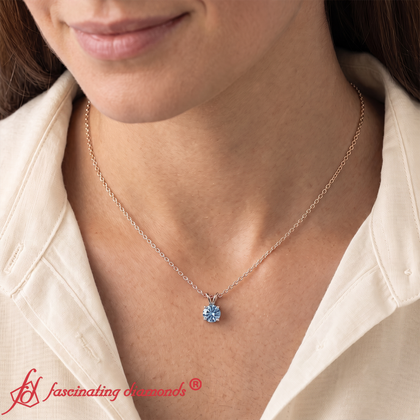 Fancy Lab Grown Round Colored Stone Diamond Pendant