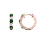 Load image into Gallery viewer, 1-ct.-diamond-small-hoop-earring-with-emerald-in-rose-gold-FD-EAR10773GEMGR-NL-RG