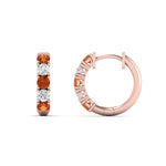 Load image into Gallery viewer, 1-ct.-diamond-small-hoop-earring-with-orange-sapphire-in-rose-gold-FD-EAR10773GSAOR-NL-RG